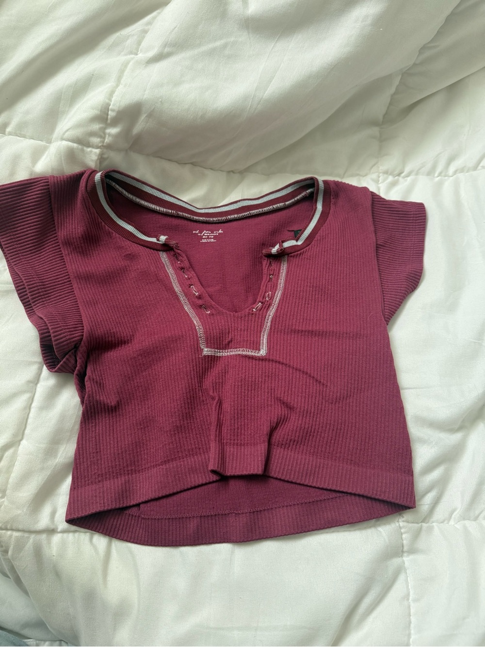 Urban Outfitters Ribbed Crop Top in Wine